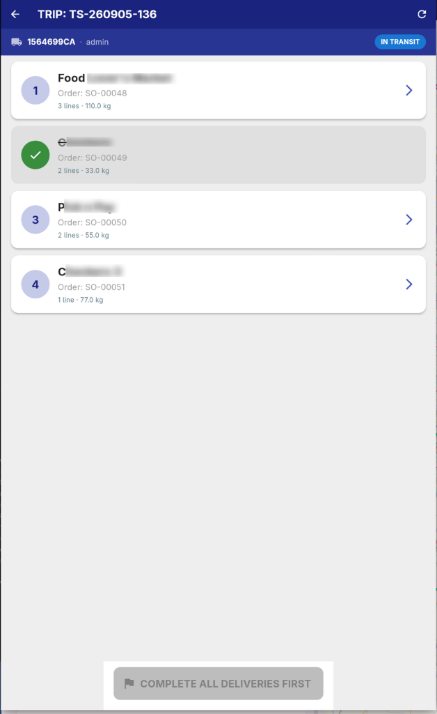 Driver App Trip Stops and Navigation